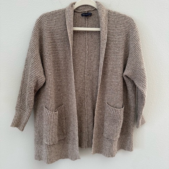 American Eagle Outfitters Sweaters - American Eagle Outfitters Tan Open Front Cardigan with Pockets XS S